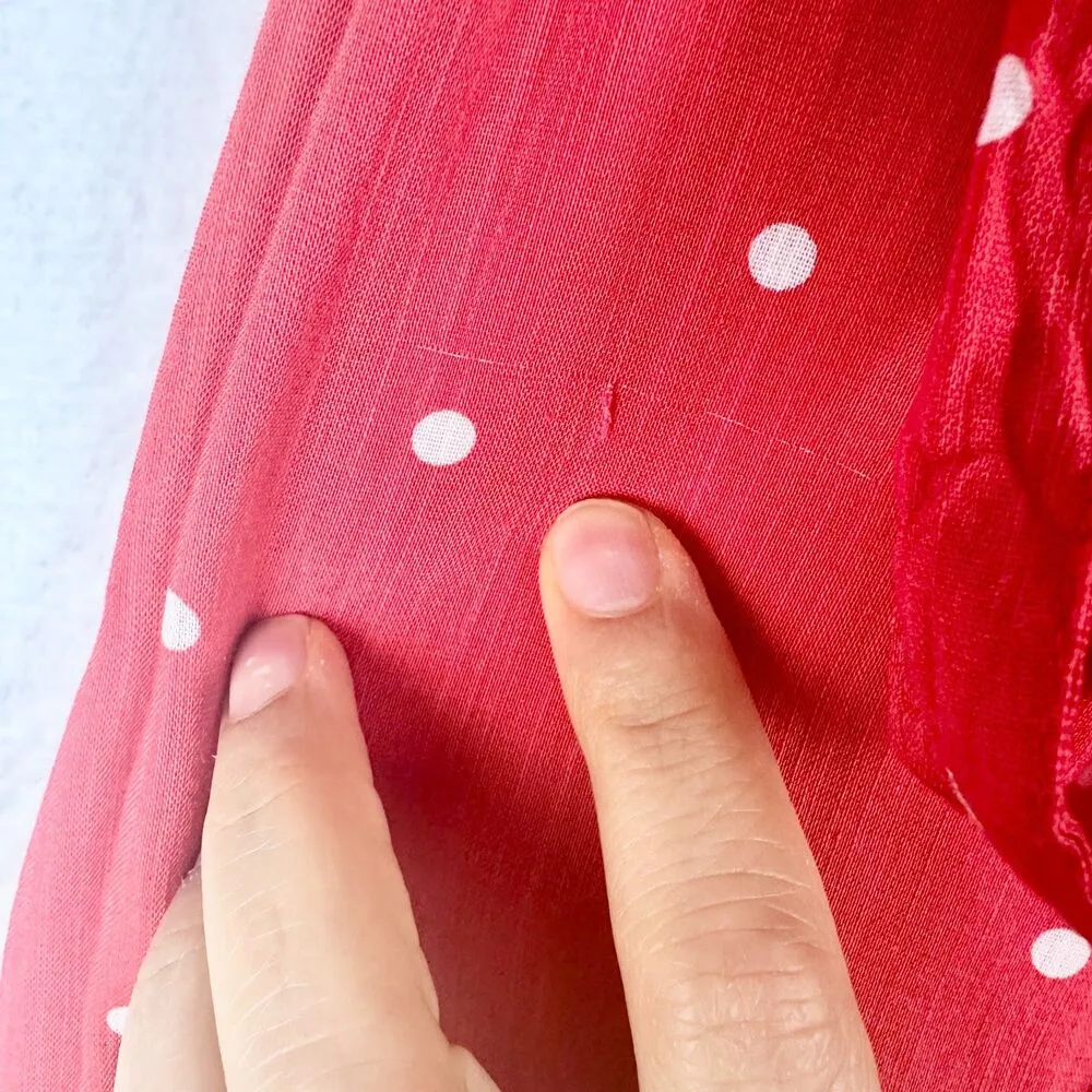 Surplice Wrap Front Midi Dress Red Dots Size XXL NWT Tie Waist - Image 9