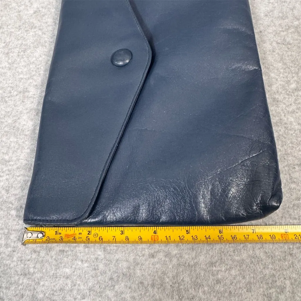 Albi Vintage Women's Blue Leather Envelope Clutch Bag - Image 13