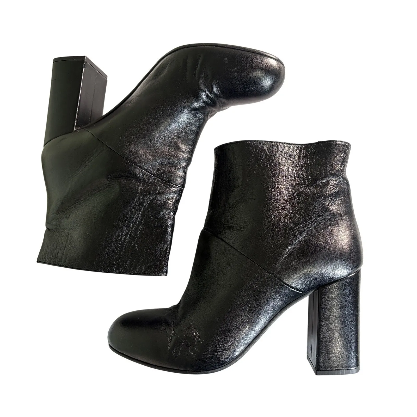 Marni Black Leather Block Heel Ankle Boots Size IT 38 size 8 - Image 7