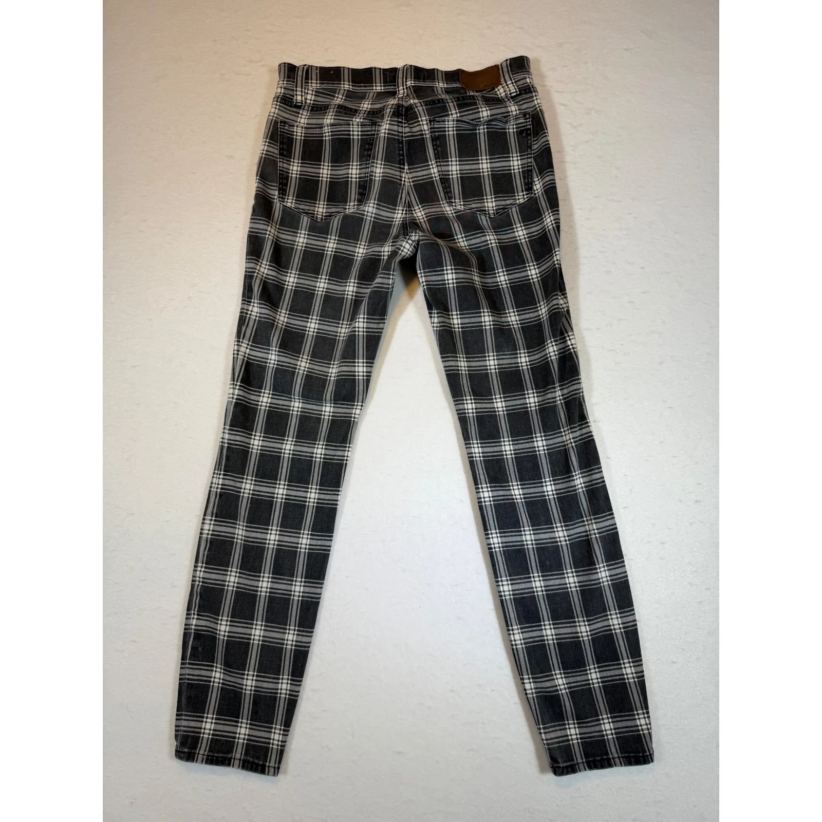 Madewell High Rise Skinny Plaid Jeans Black White Women's Size 28 - Image 2