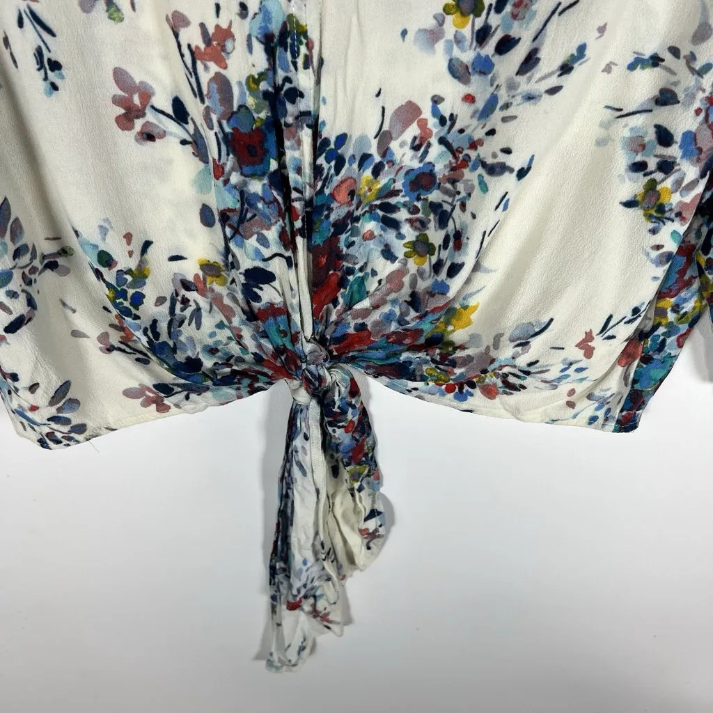 Love Stitch Kimono Sleeve Women’s Multi‎ Floral Tie Waist Top Blouse Size S - Image 3