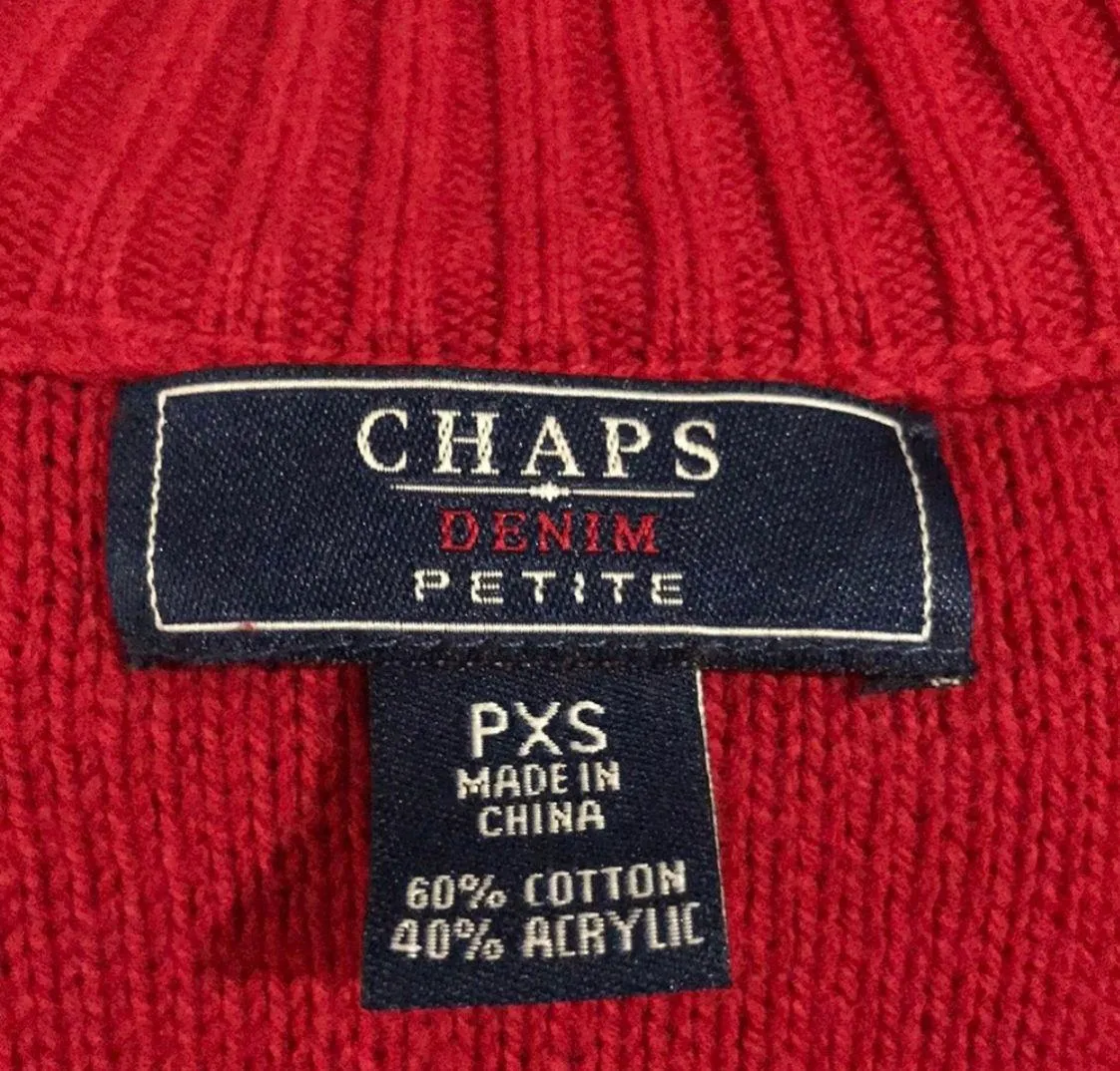 CHAPS Red Denim Petite Sweater Jacket - Image 3