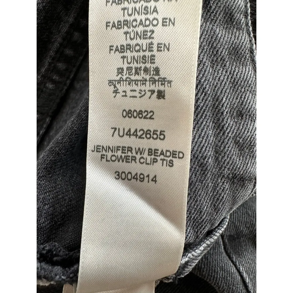 7 For All‎ Mankind Jennifer Baggy 90's Jean 26 Night Iris Beaded Flower Wide Leg - Image 9