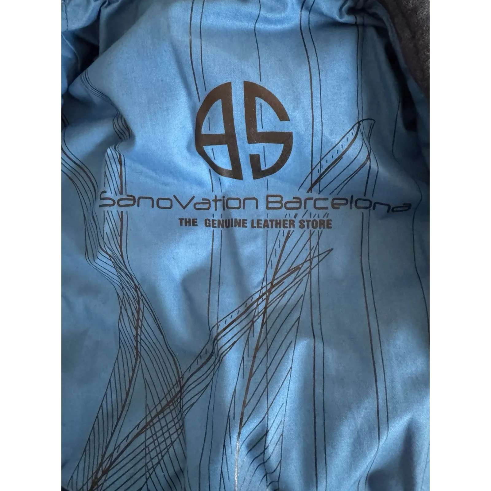 Sanovation Barcelona Blue 100% Sheep Skin Leather Bomber Jacket Women’s Small - Image 8