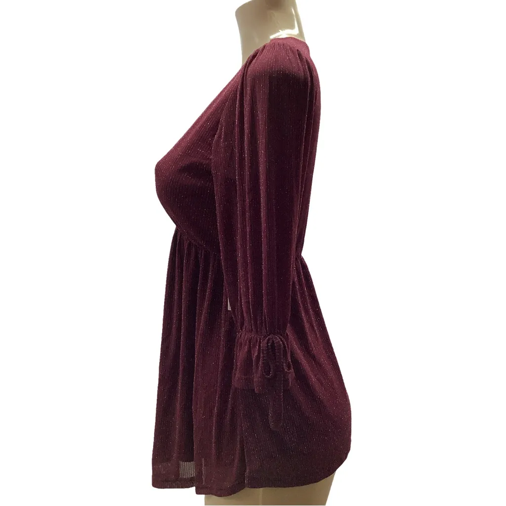 Siren Lily Small Shimmery Lined Maternity 3/4 Tie Sleeve Top, New With Tags. - Image 4