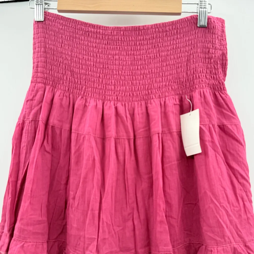 Cabi Tiered Smocked Waist Pull-On Midi Flirt Skirt in‎ Cinema Pink Sz M NEW - Image 2