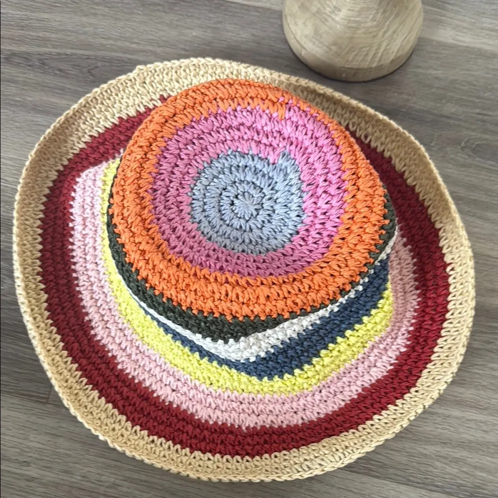 Hatattack Women’s Colorful Striped Crochet Hat Boho Multicolor Bucket Hat OS Tan - Image 4