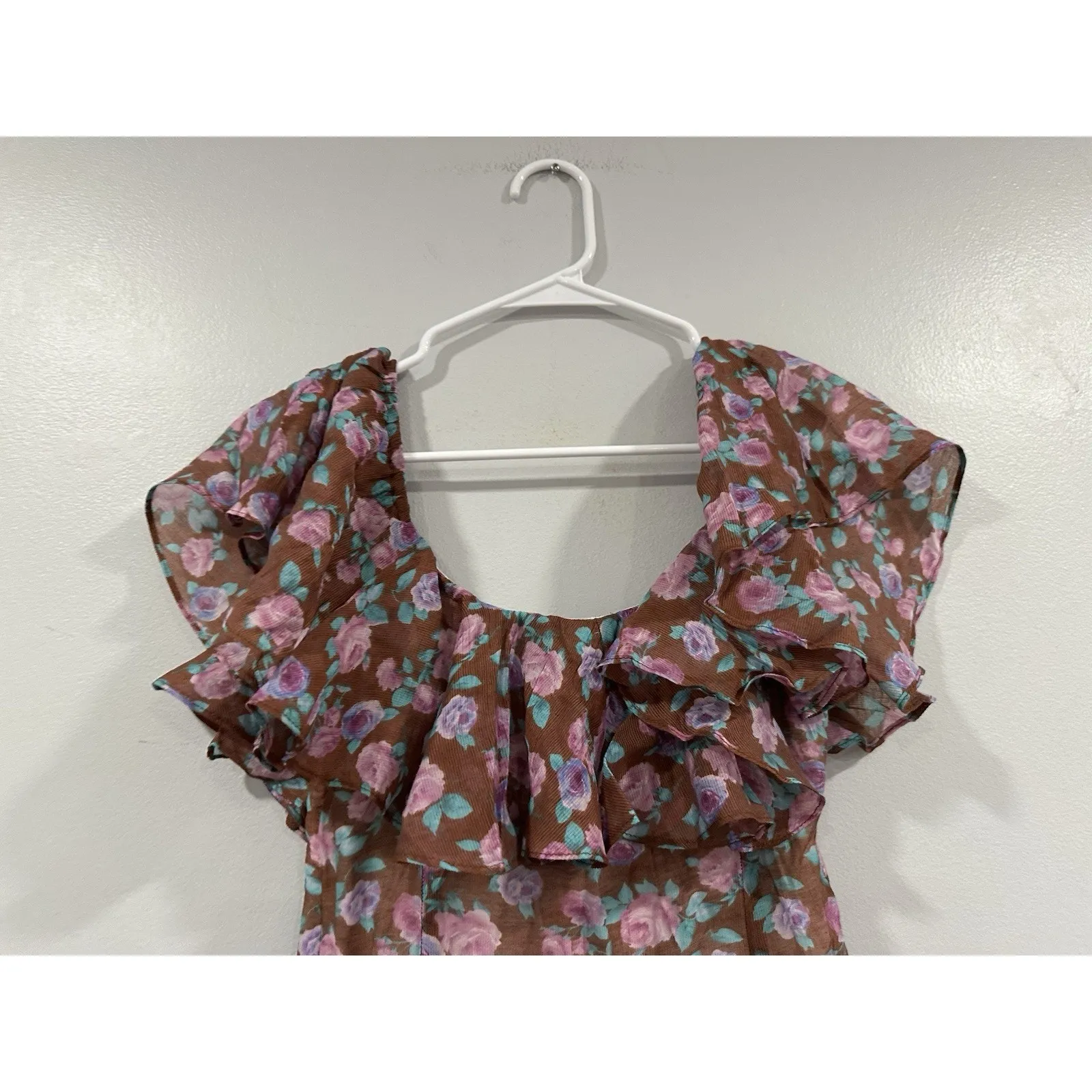 Vanessa Mooney Joelyn Floral Mini Dress Women’s Small Off The Shoulder - Image 4