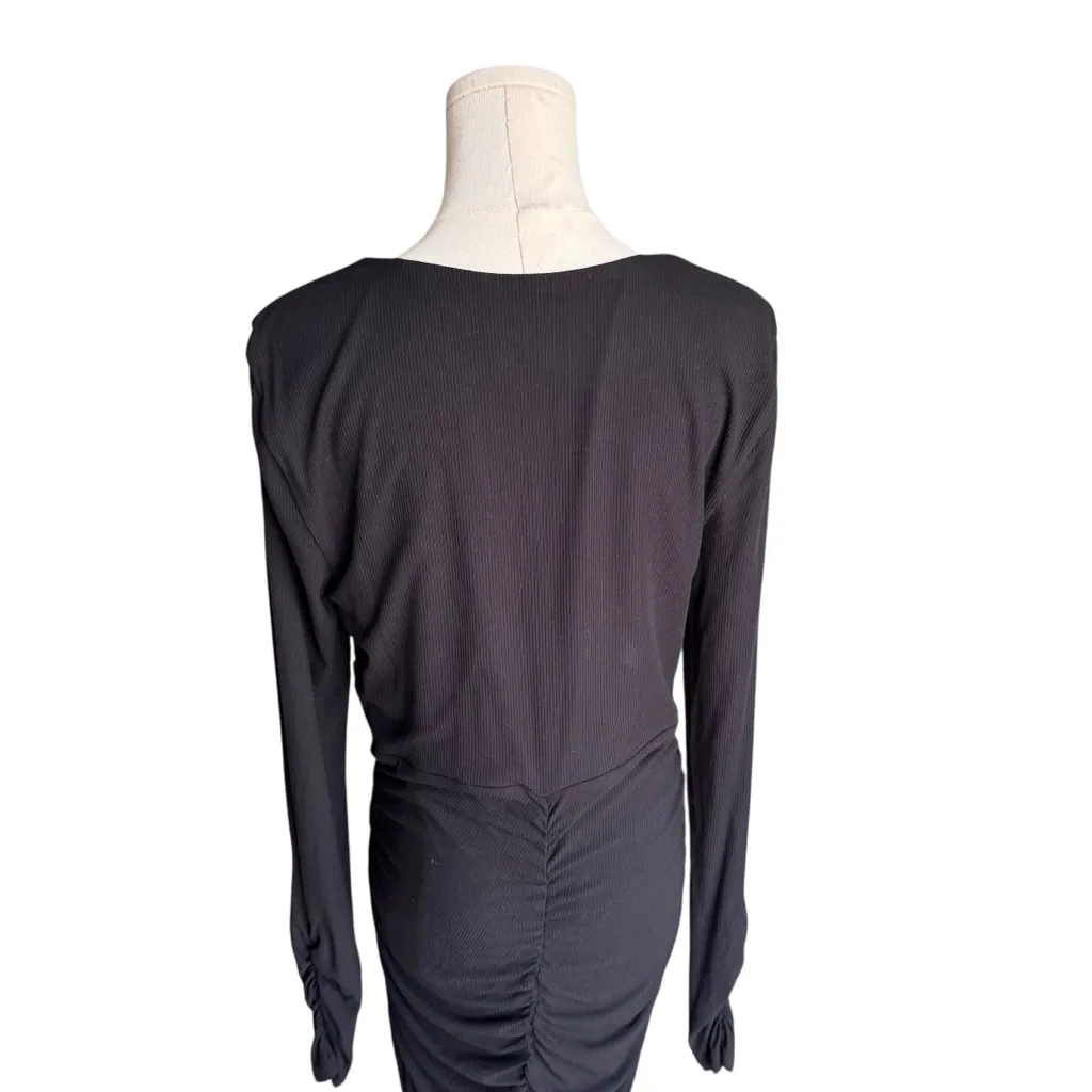 Majorelle - Long Sleeve Ruched Midi Dress Black Sz XL - Image 5