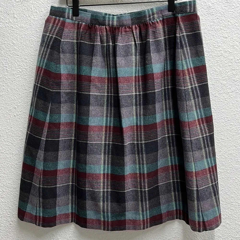 Vintage Tartan Plaid Skirt 32 Waist Medium Wool Preppy Schoolgirl Academia - Image 6