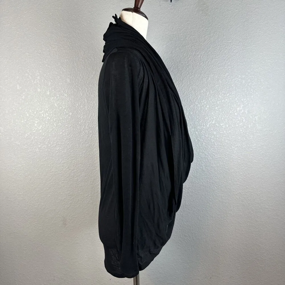 Alice + Olivia Base Womens Wrap Neck Top Cardigan Size XS Black Jersey Lyocell - Image 7