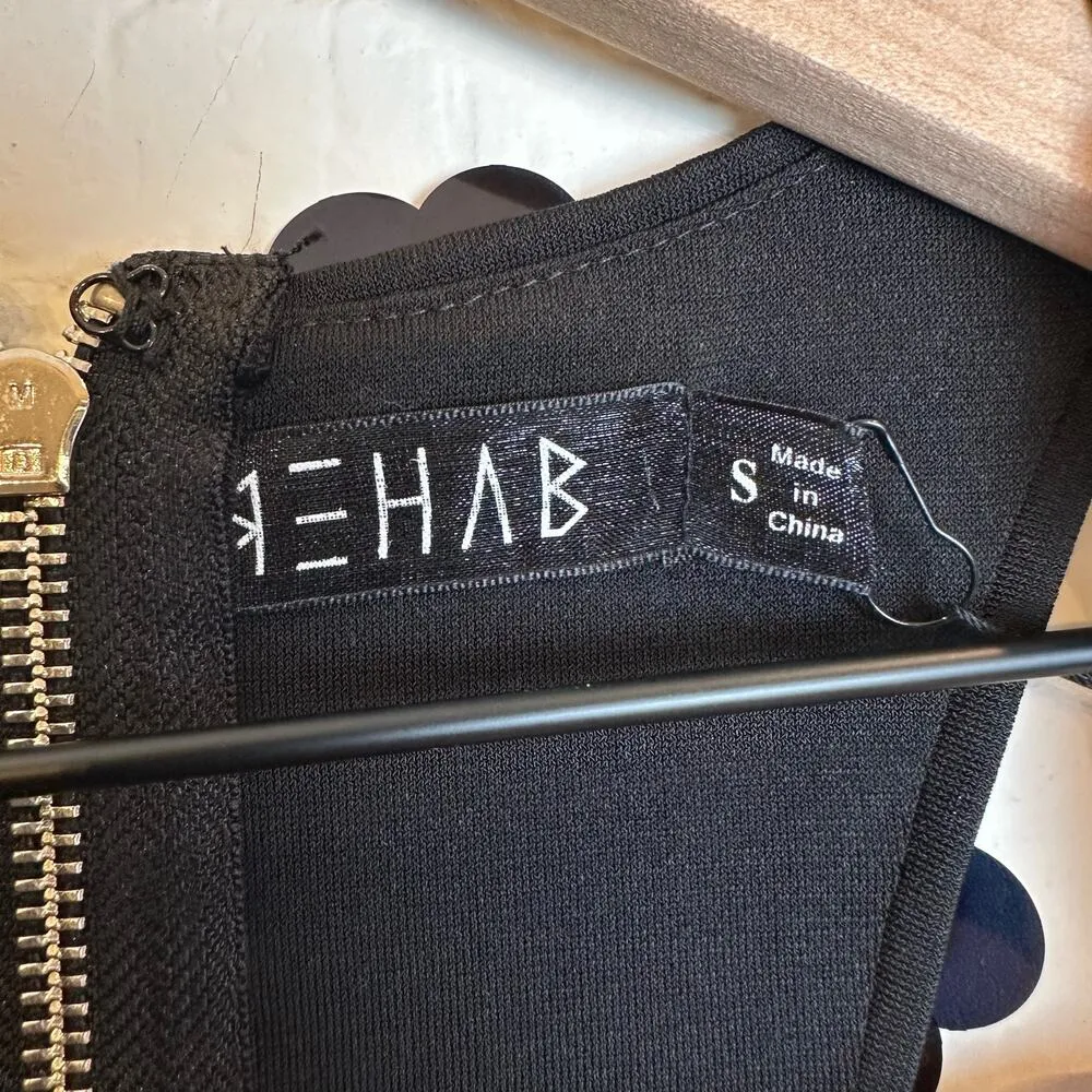 ReHab Black Paillette Sequin Crop Top Tank  Back Zipper Size S - Image 3