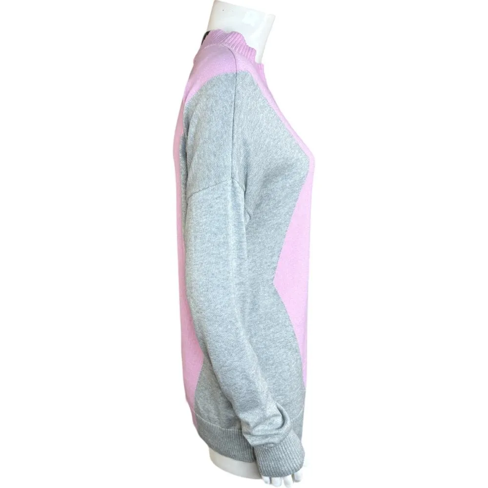 Belle by Kim Gravel Zig Zag Color Block Sweater Pink Lavender XS Brown - Image 3