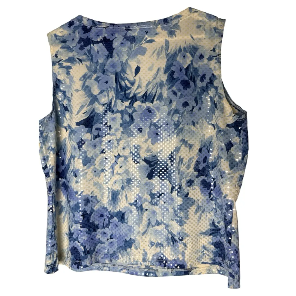 AGB Blue Floral Sleeveless Blouse Size M - Image 2