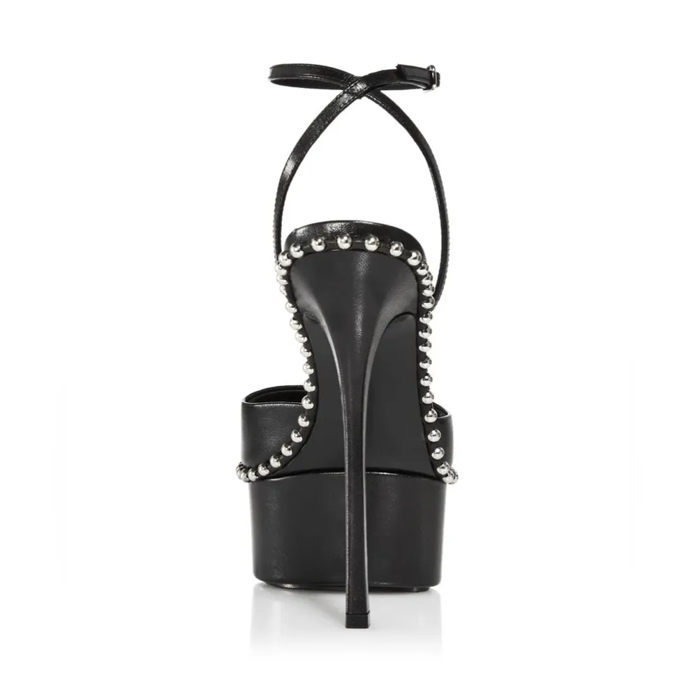 Alexander Wang Nova Ankle Strap 145 Studded Platform High Heel Sandals 35.5 NEW - Image 3