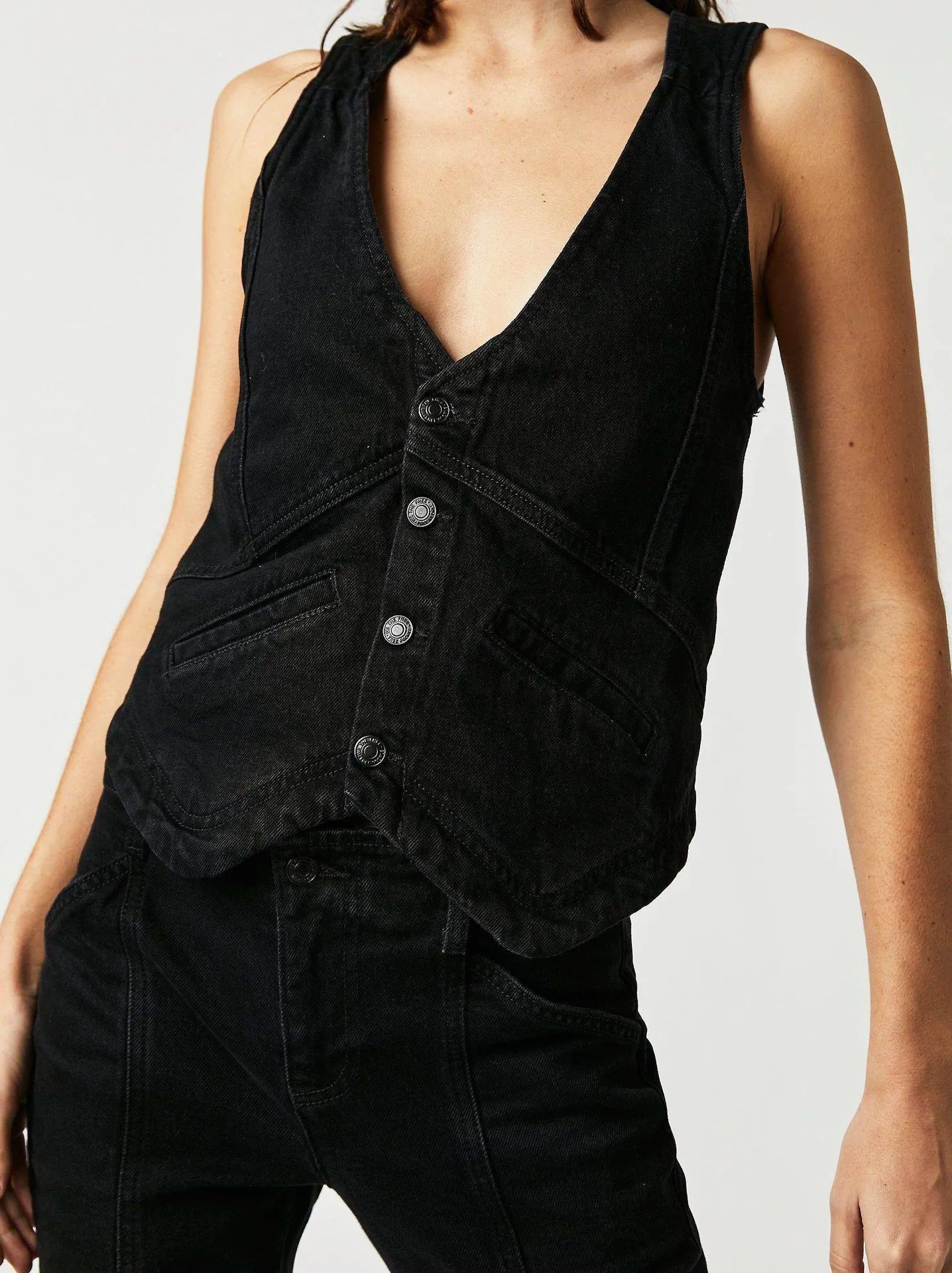 Beckett Denim Suit Vest Black - Image 3