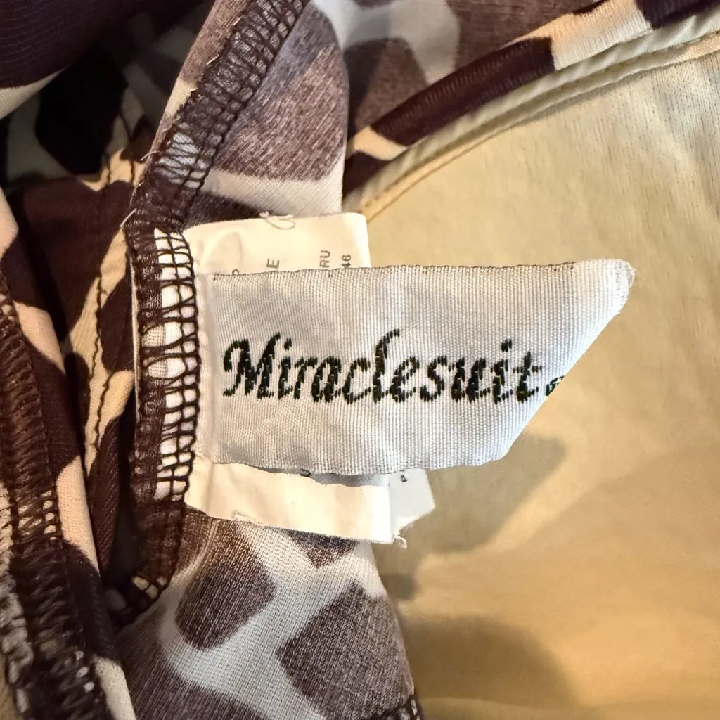 Miraclesuit Escape One Piece Swimsuit Giraffe Print Women's 10 Brown Open Back - Image 15