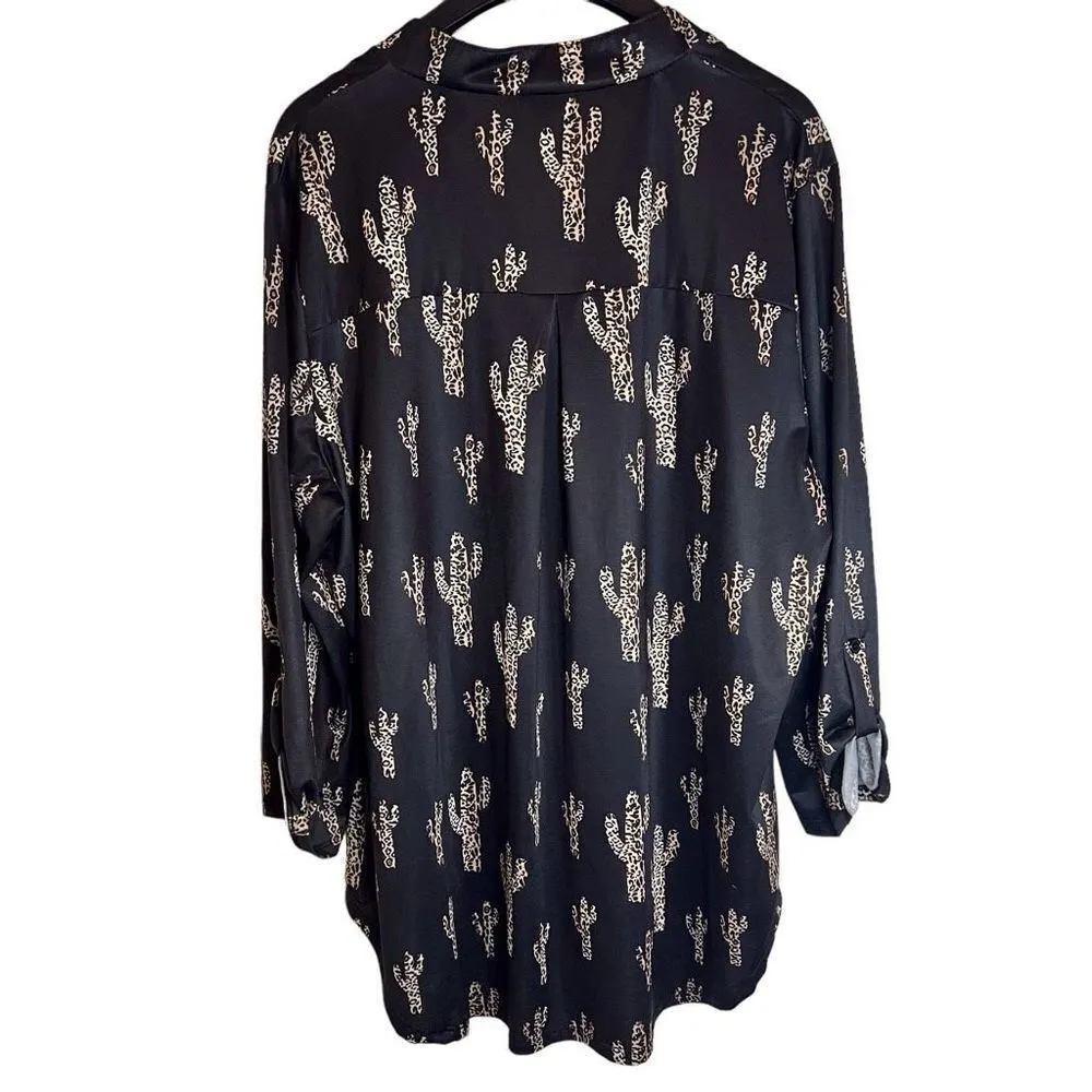 Cowgirl Hardware Button Down Western Wear‎ Top Size 1X Black - Image 2