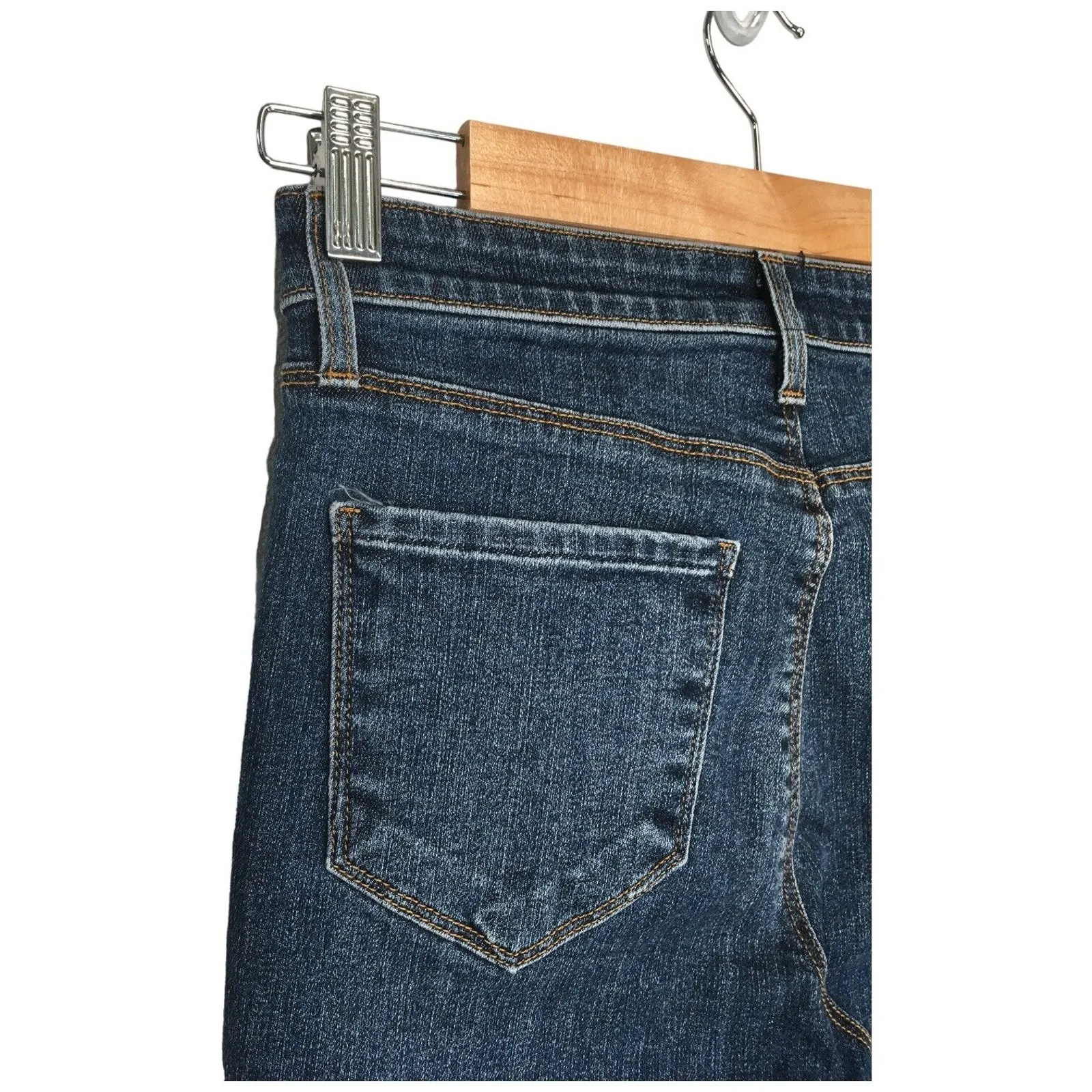 New L’Agence Womens Size 25 Margot Mid Rise Wiskering Skinny Denim Jeans Blue - Image 9