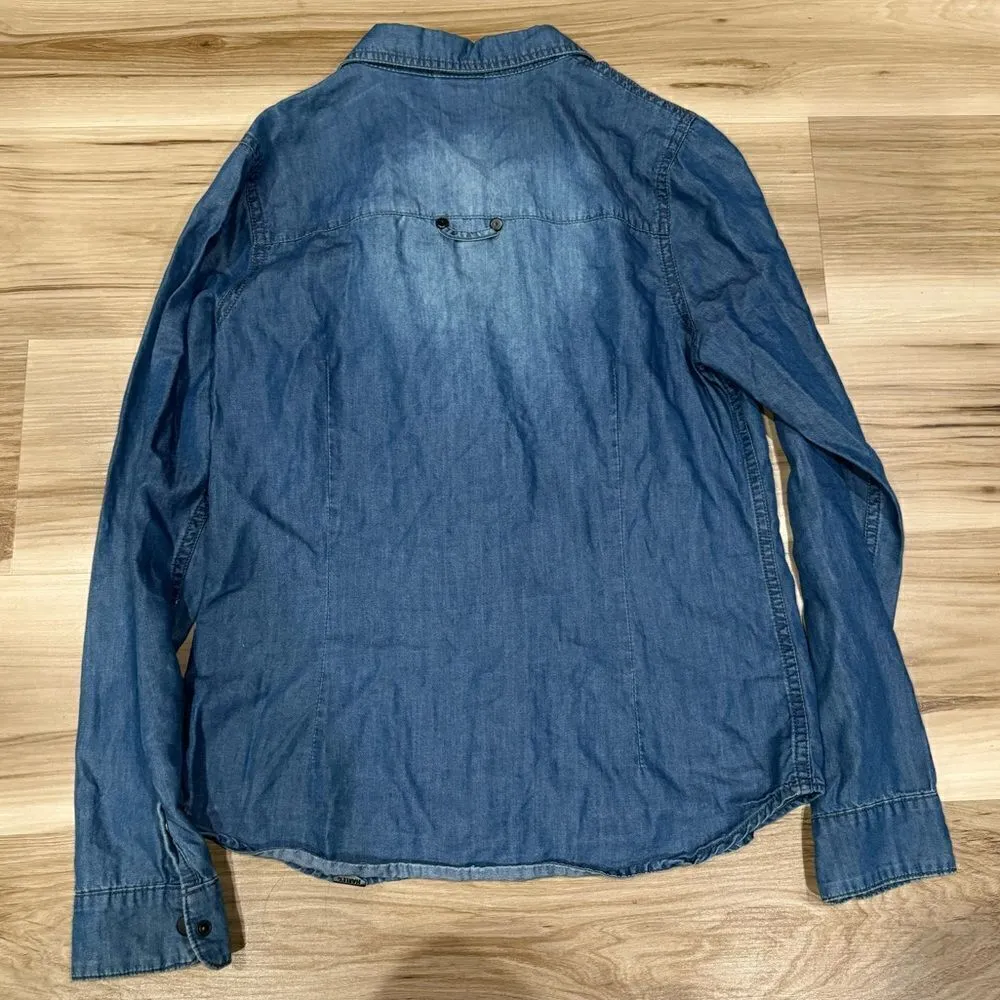 Harley Davidson Blue Long Sleeve Button Up Top Women’s Small - Image 4