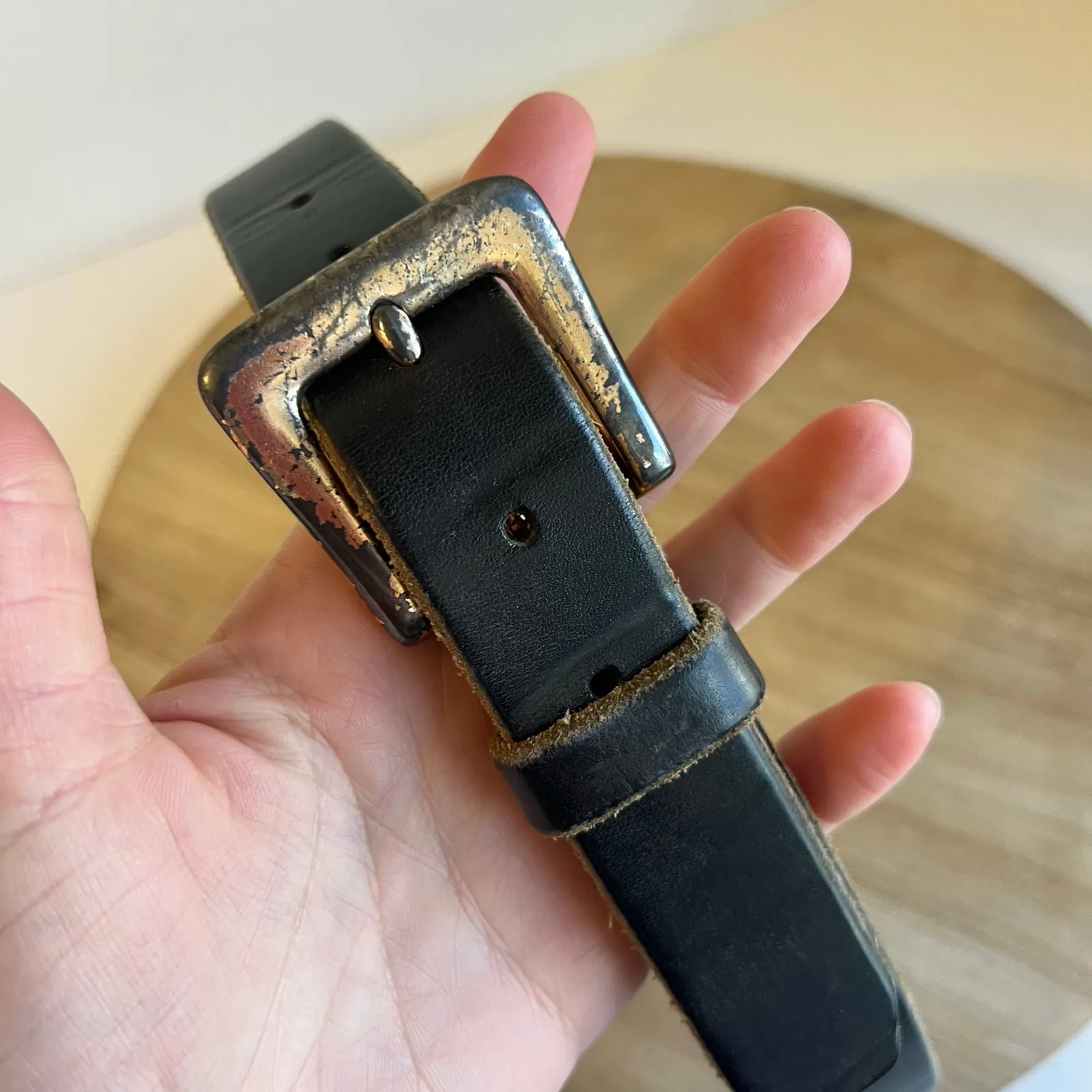 GAP Vintage Dark Brown Genuine Italian Leather Worn in Look Belt Size Small - Image 6