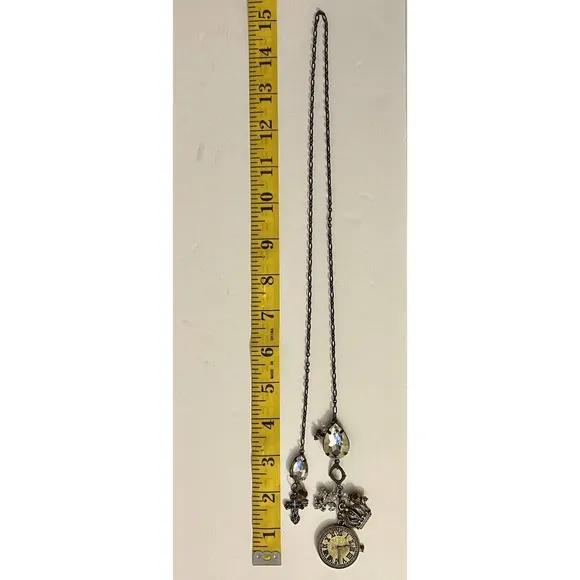 Vintage Style Gold Tone Victorian‎ Charms Fleur de Lis Necklace Handmade NEW Brown - Image 4