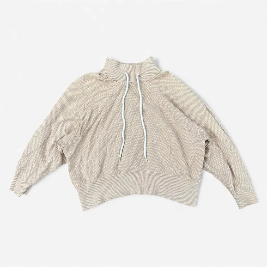 Varley Maceo 2.0 Cowl Neck Sweatshirt Beige Knit Relaxed Fit Size S - Image 2