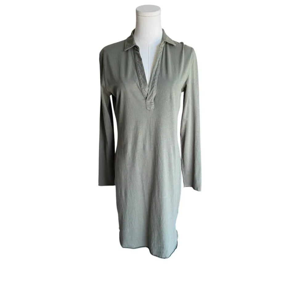 Frank & Eileen - NWOT Polo Collar Long Sleeve Cotton Dress Army Green Sz XS - Image 3