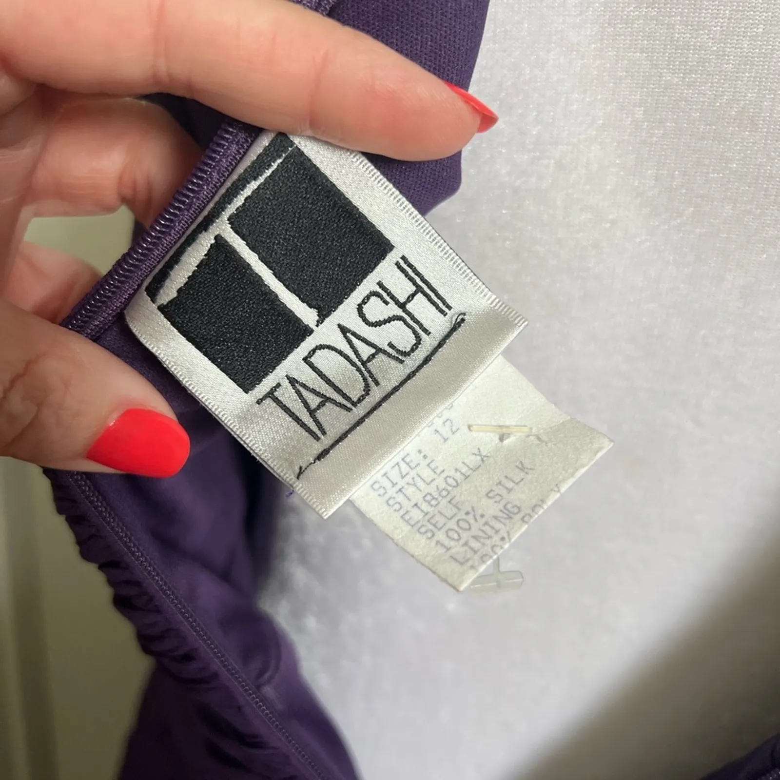 Tadashi Shoji Vintage 90s Silk Chiffon Tiered Ruched Evening Gown Dress - Image 6