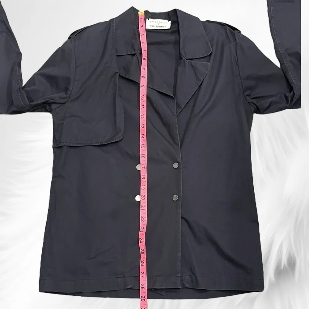 Wanda Nylon Paris x Tom Greyhound Navy Trench Jacket Size 38 Luxury Work Office Blue - Image 8