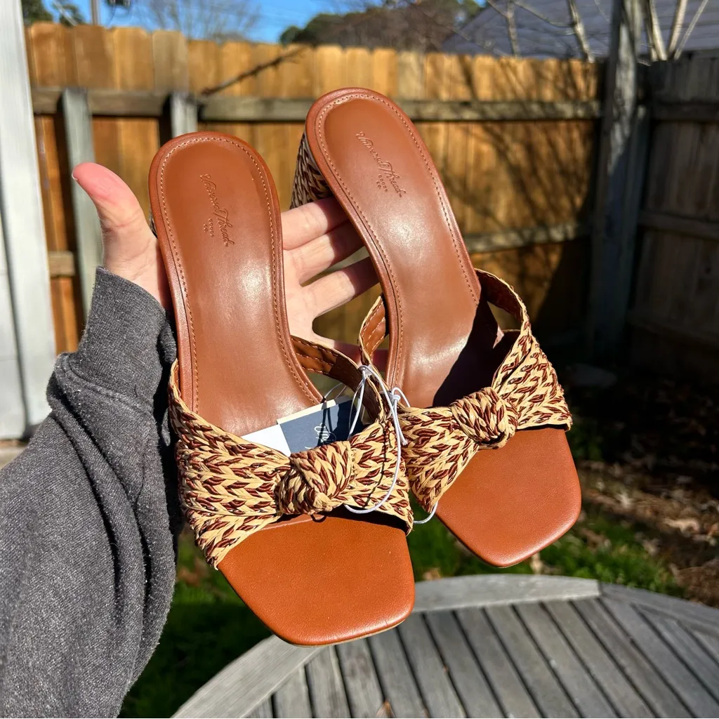 Nwt Women's Aaliyah Raffia Strappy Knot Sandal Heels - Universal Thread size 9 - Image 6