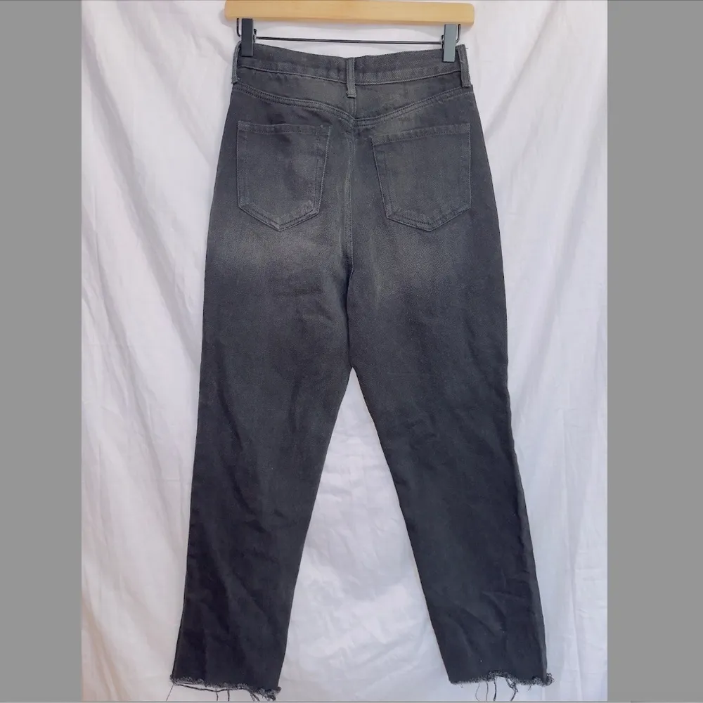 Simple Society Black Wash High Waisted Rhinestone Embellished Straight Leg Jean - Image 6