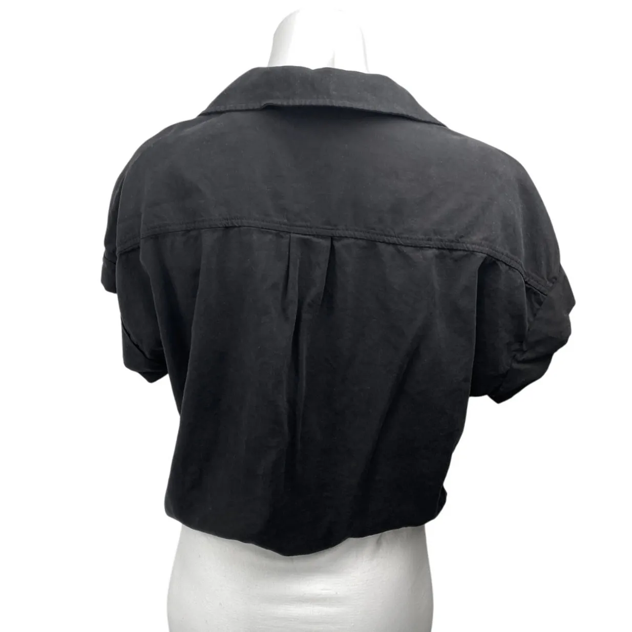 Cloth & Stone Black Collared Short Sleeve Button Down Crop Blouse Shirt Top Sz S - Image 2