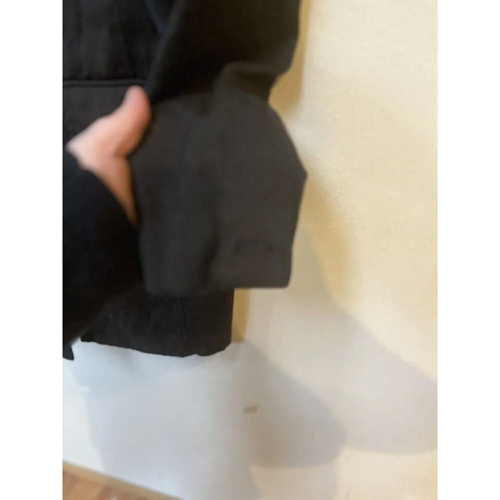 Worthington Women's Black Geometric Print Stretchy Button Up Trench Coat Size 14 - Image 9