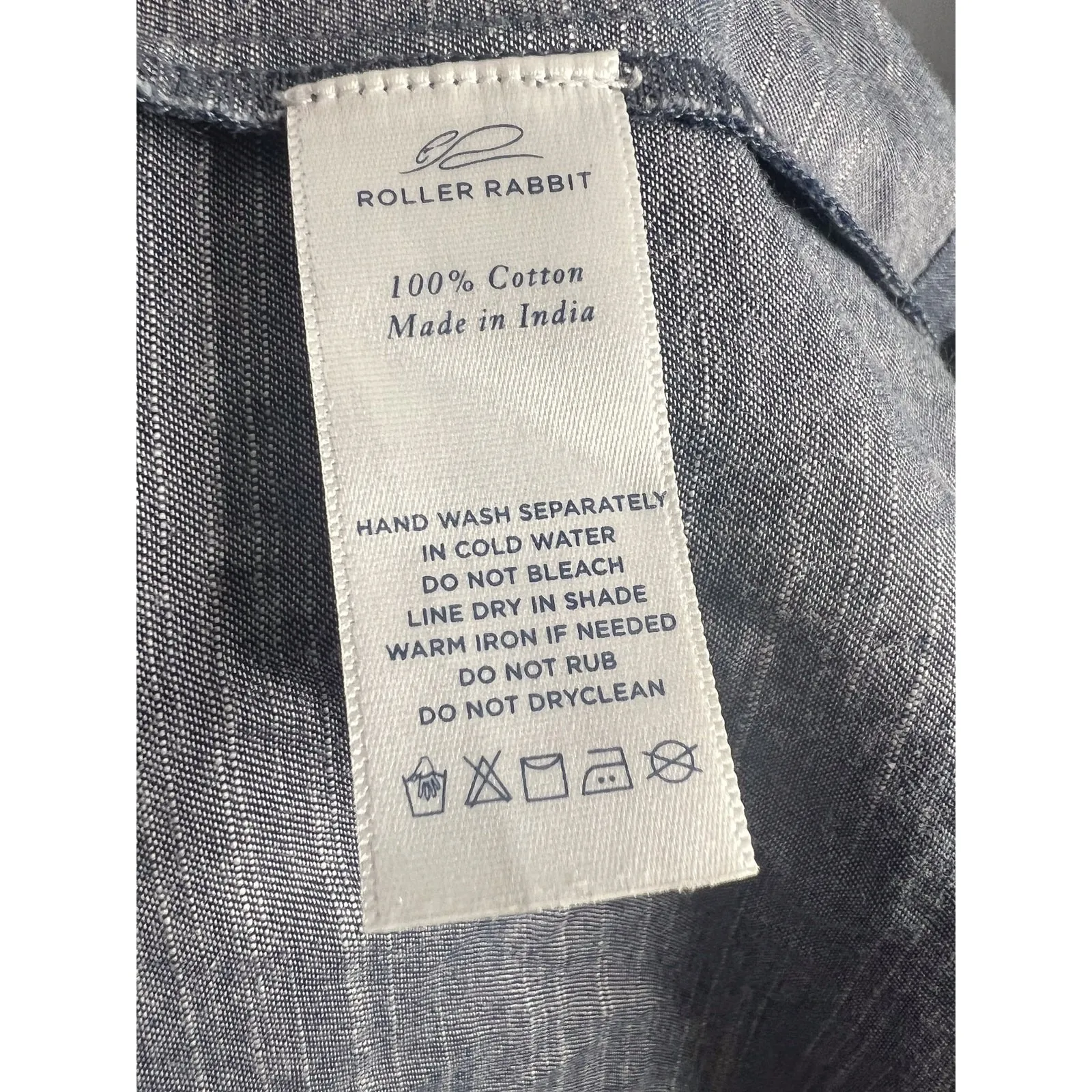 Roller Rabbit Abigail Dress Size Medium Boho Embroidered Blue White Cotton Tunic - Image 6