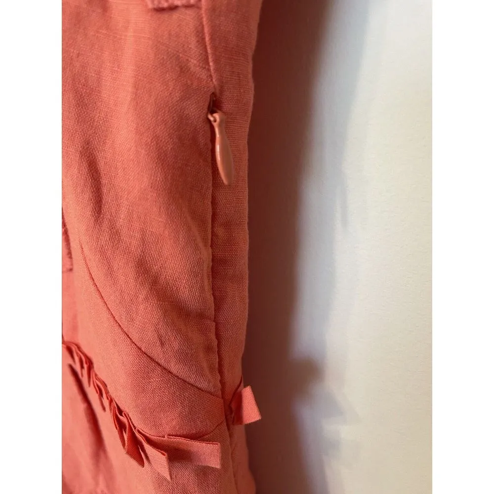 Anthropology Dress Yoana Baraschi Linen Blend Coral  Lace &‎ Floral Appliqué - Image 6