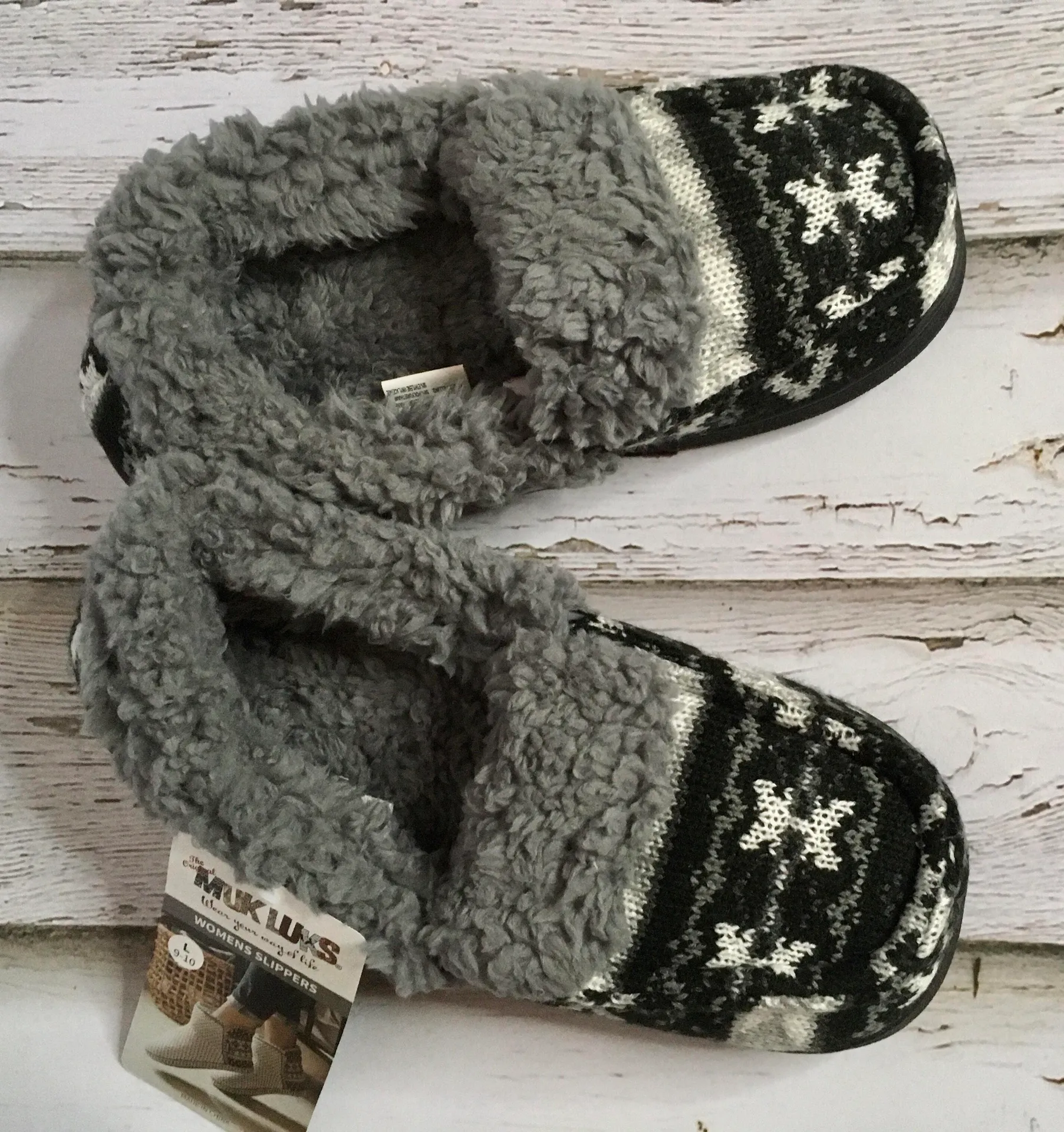 Moccasin Slippers, Size 9/10 Black - Image 3