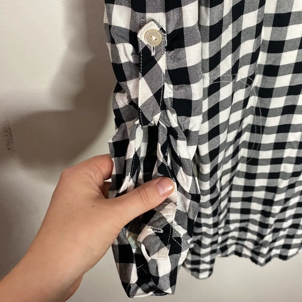 J Jill black and off white gingham pocketed shirt dress size XSP - Image 10