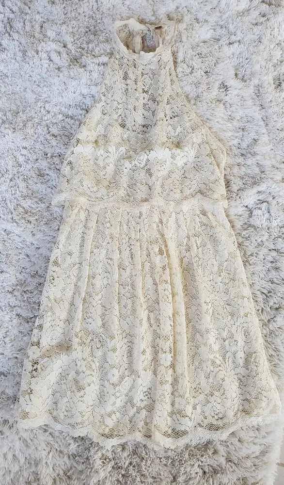 Free People Lace Cream Dress - Image 3