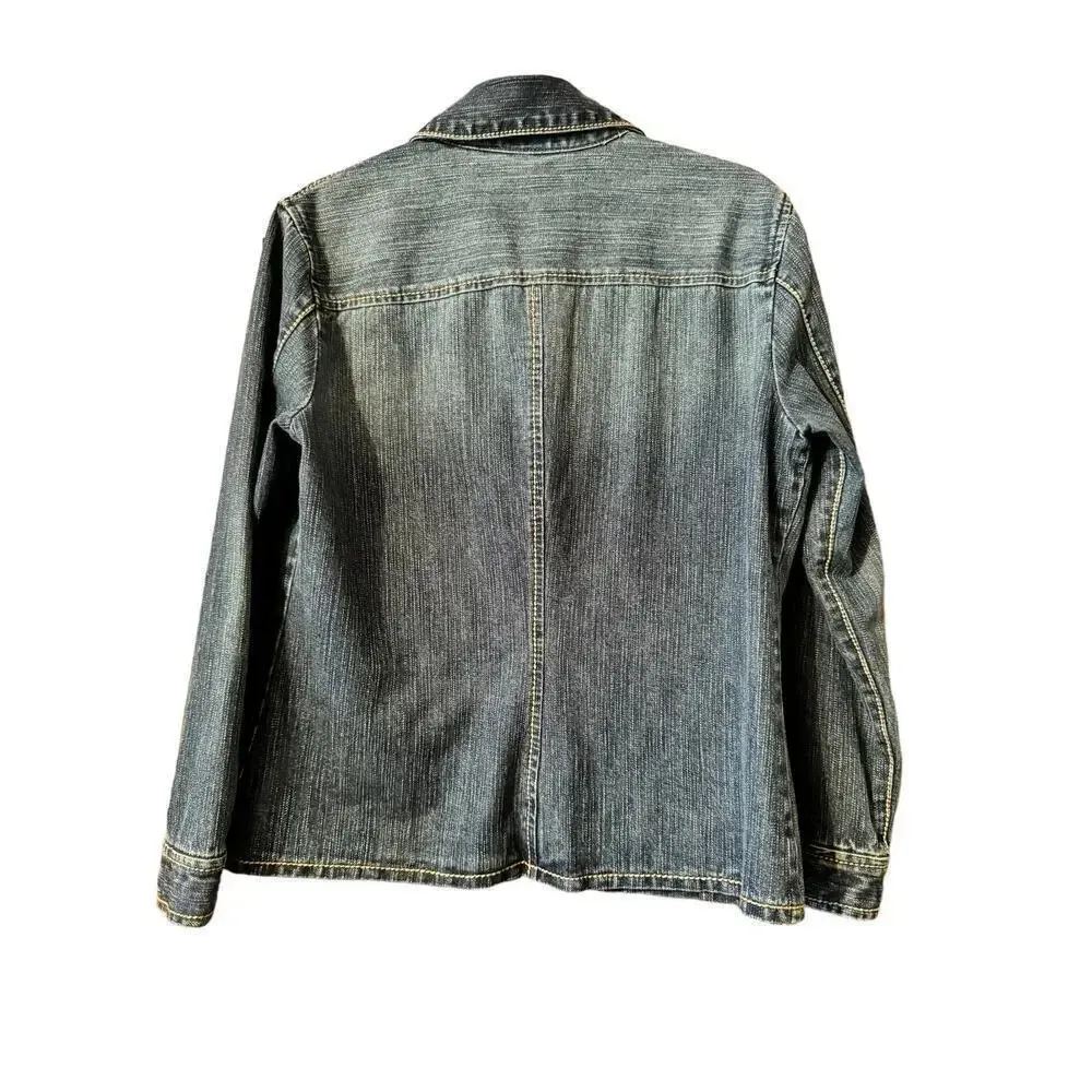 Chico's  size 1/S elevated jean jacket button front vintage wash western casual - Image 3