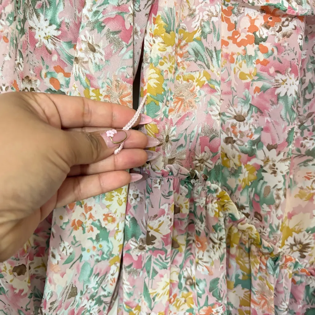 ASTR The Label Kaylini Floral Maxi Dress Pink Multicolor Size M - Image 11