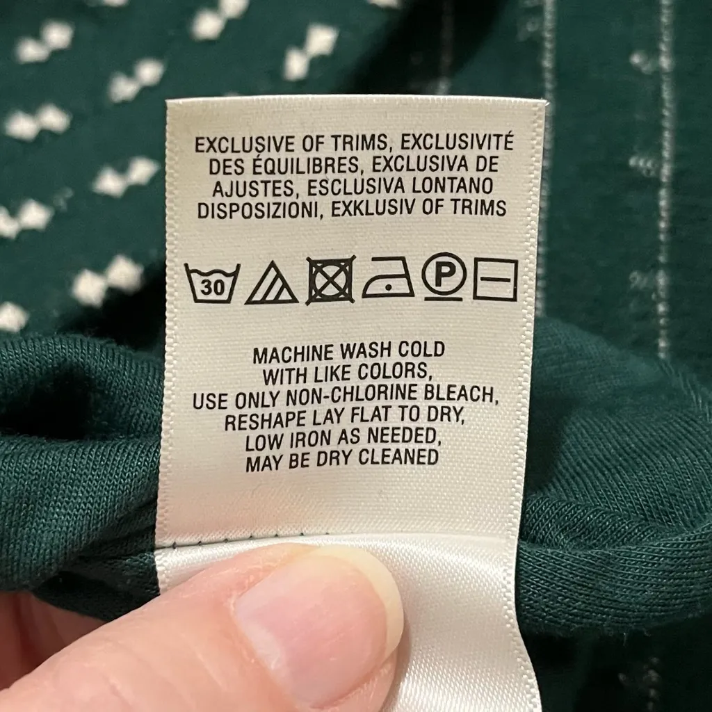 Maeve Anthropologie Dark Green Patterned Long Sleeve Belted Dress Sz XS - Image 7