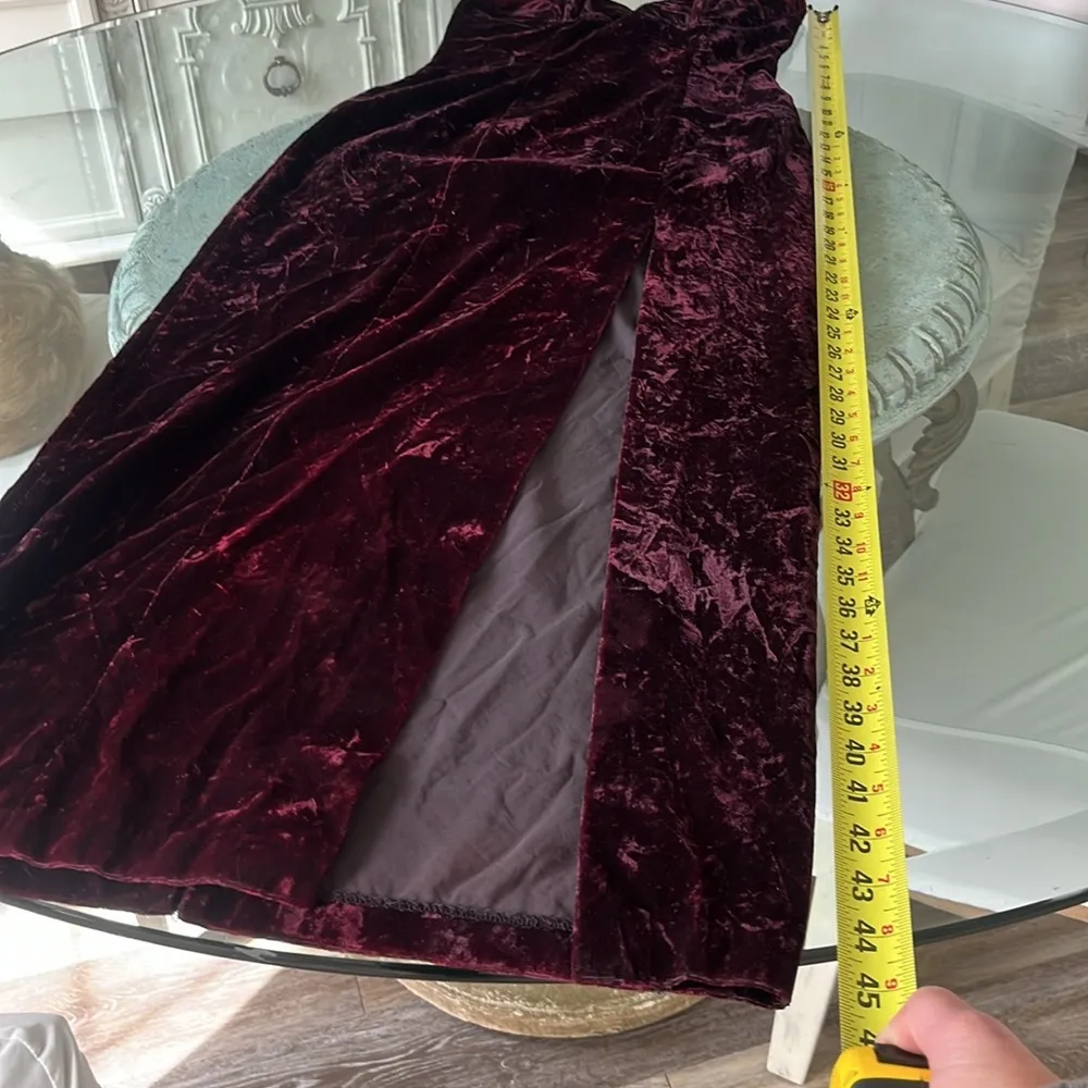 90’s Rampage whimsigoth crushed velvet Dress Maxi Halter thigh Slit Y2K size 5 - Image 11