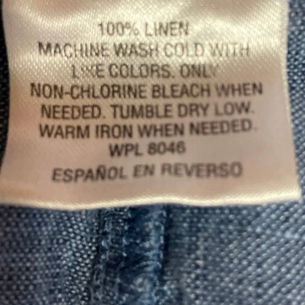 Charter Club Blue 100% Linen Wide Straight Leg Chambray Sweatapants Pants Sz L - Image 6