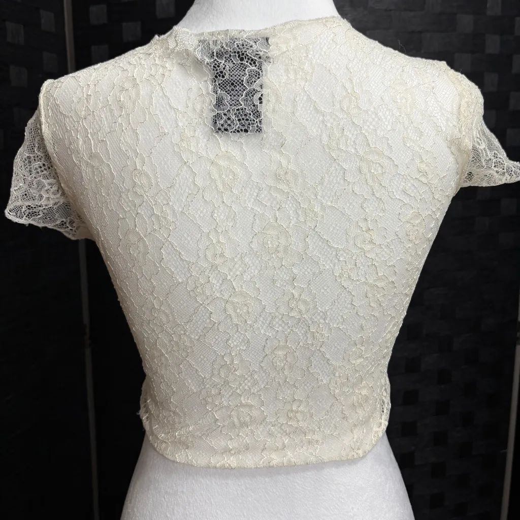 Thorn & Fable Lace Crop Top Juniors S Ethereal Angel Y2K Festival Cochella Club - Image 3