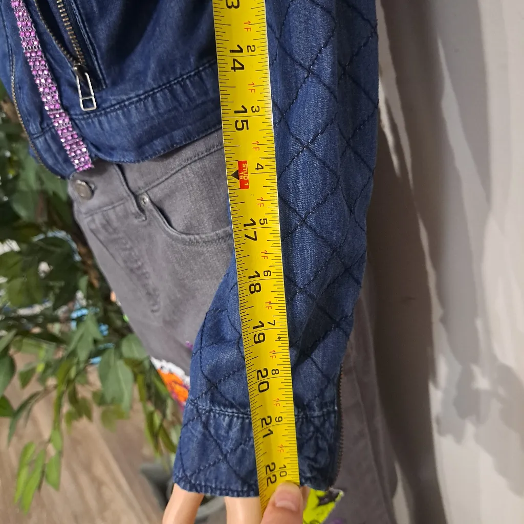 CUSTOM Halloween jacket XXI PREMIUM DENIM size M patchwork Orange Size M - Image 10