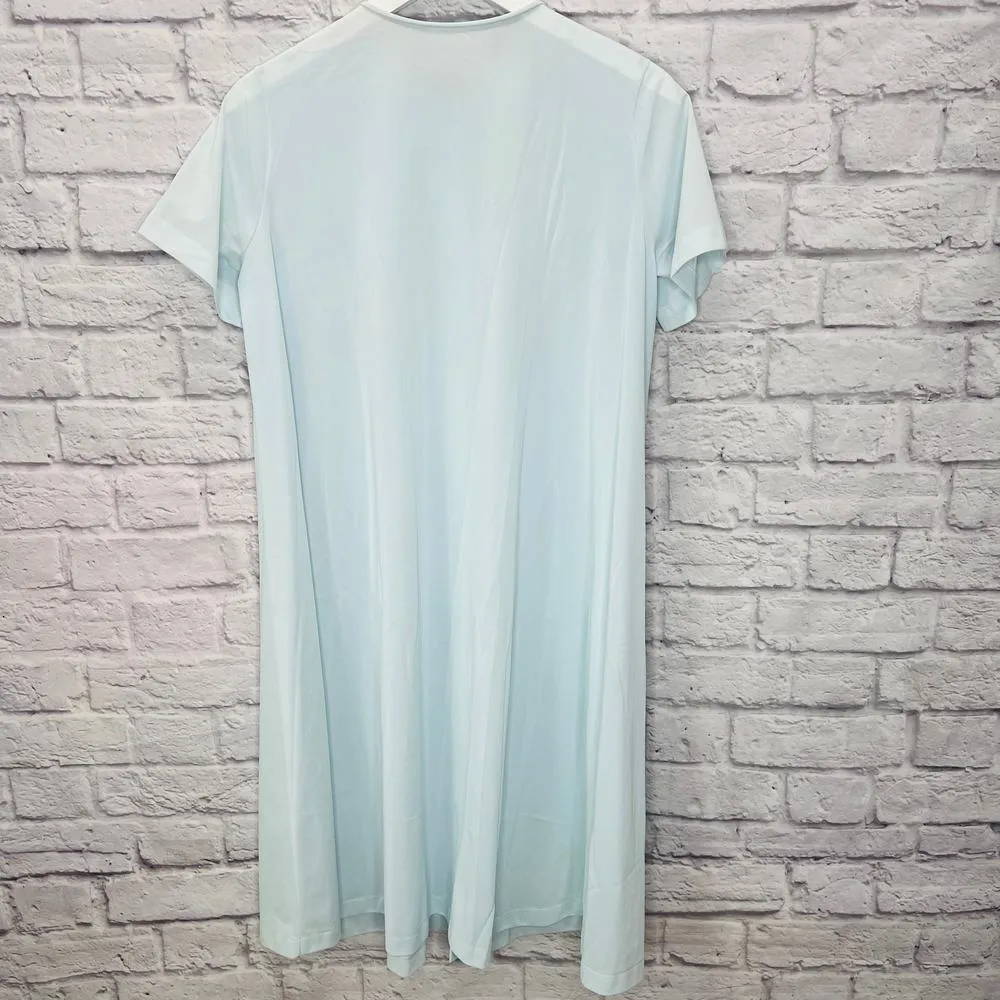Vintage Peignoir Shadowline Robe Baby Blue Size S MCM Bow Midi 60s Short Sleeve - Image 2