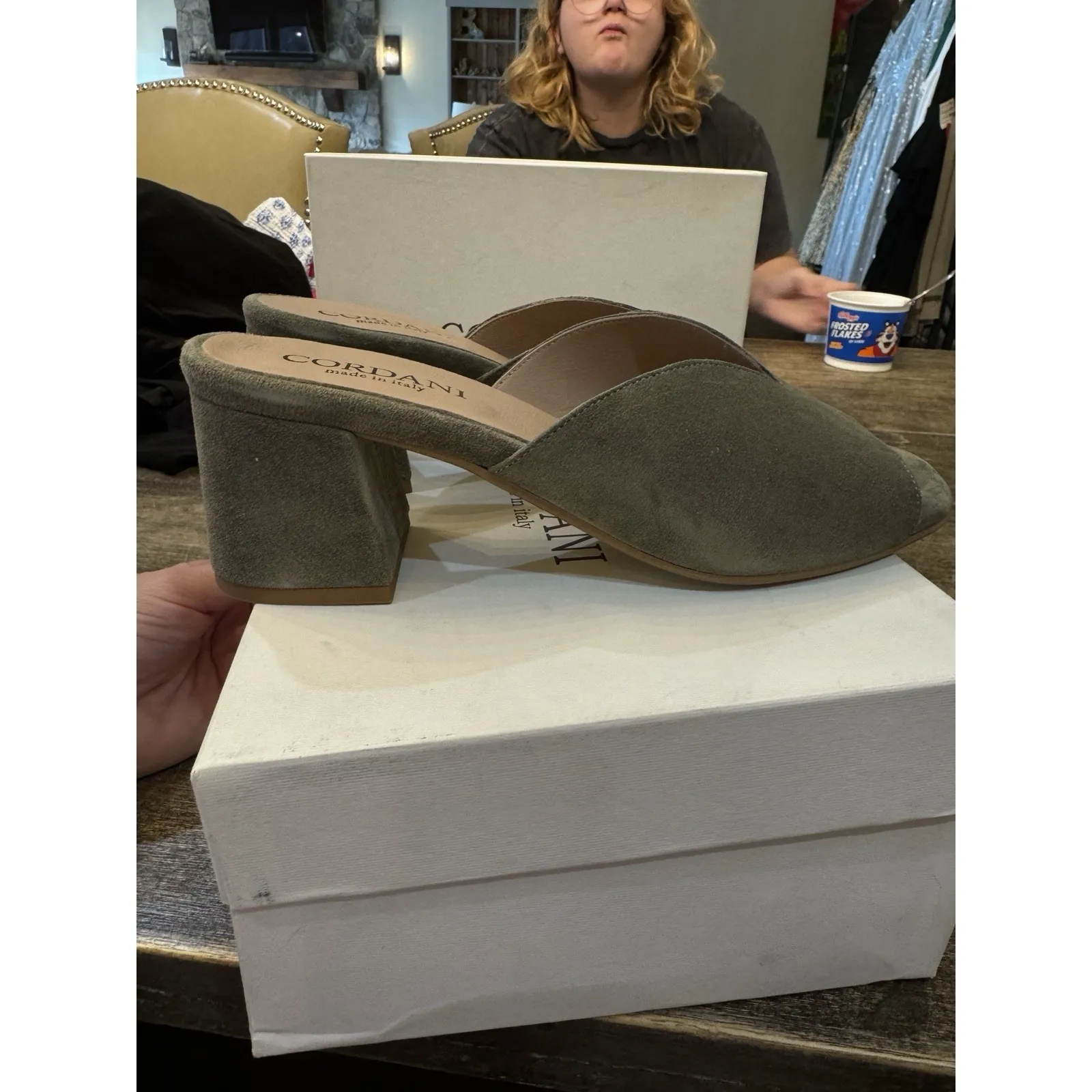 Cordani Pollie Shoes Slide Heeled Sandal Ivy Green Suede Size 41 US 10 - Image 4