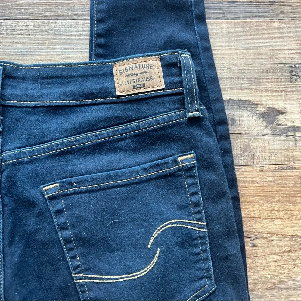 Signature Levi Strauss Gold Womens Mid Rise Skinny Dark Wash Jeans Size 10 Short - Image 11