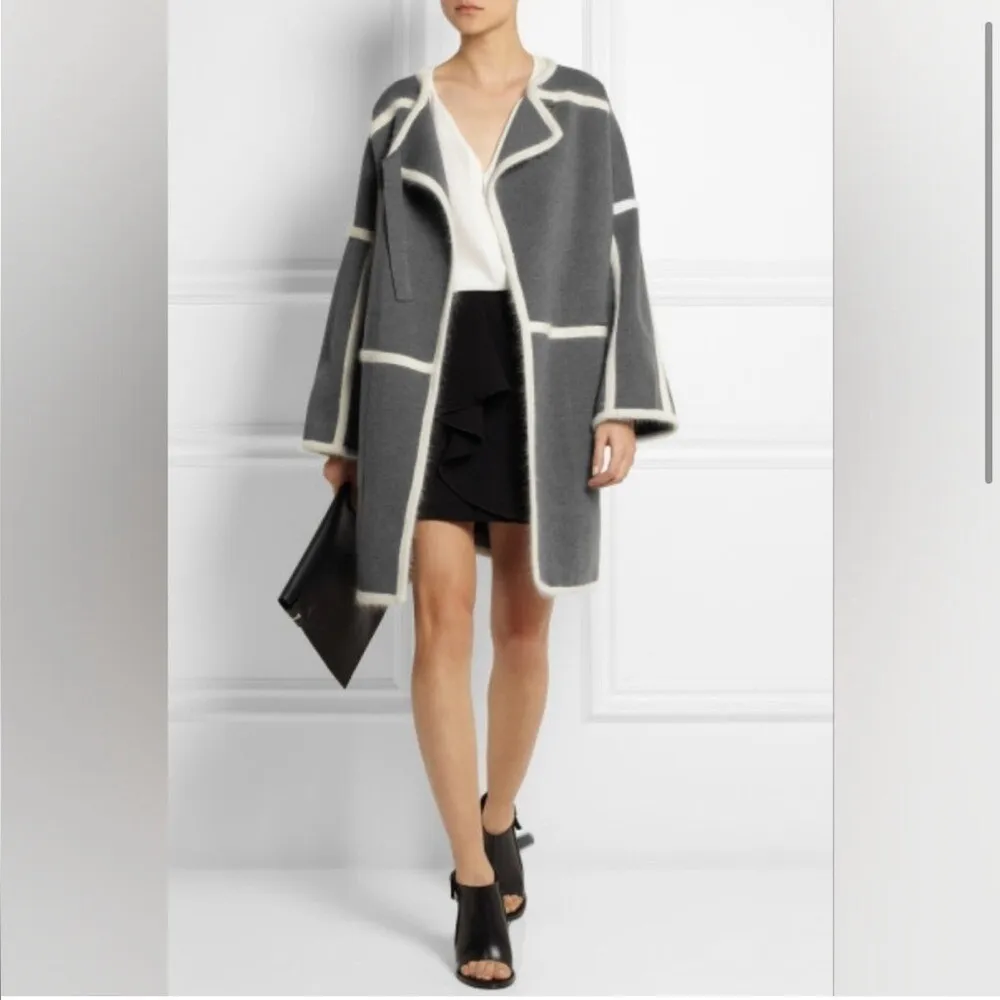 Chloé Oversized Taped Seam Wool Gray Blanket Coat Cardigan Sz S Made in Italy - Image 2